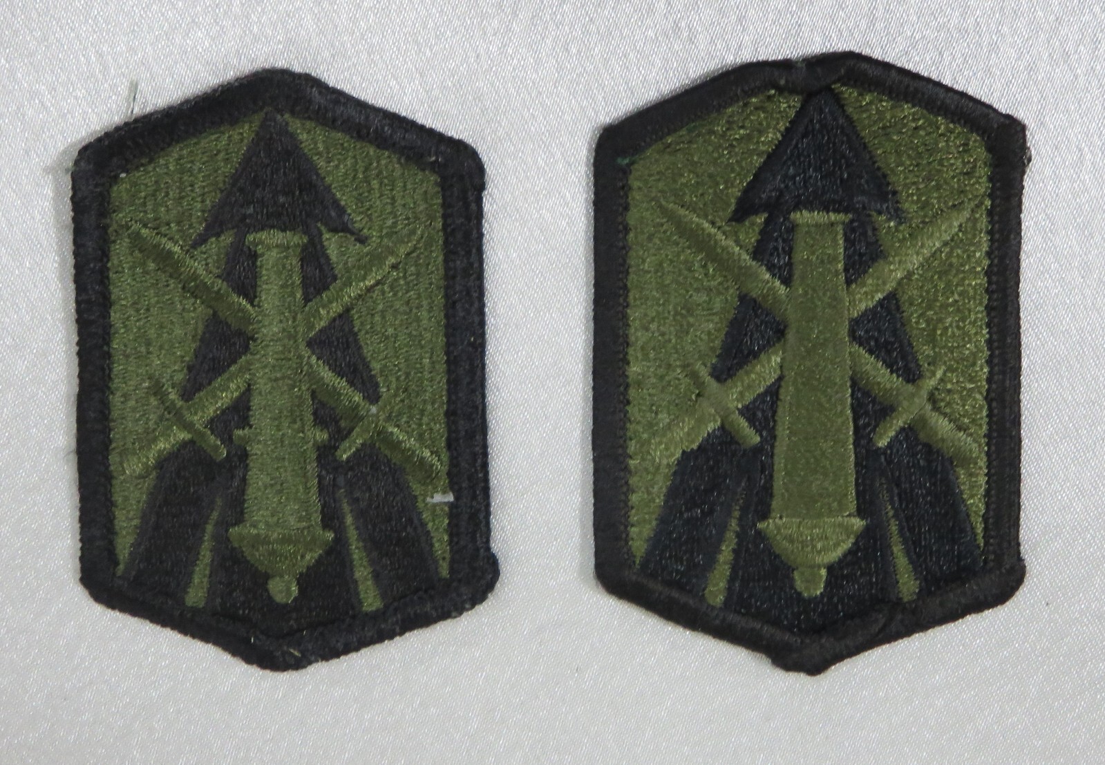 USA Army 214th Fire Brigade Class “A” Military patch set of 2 Black on Olive