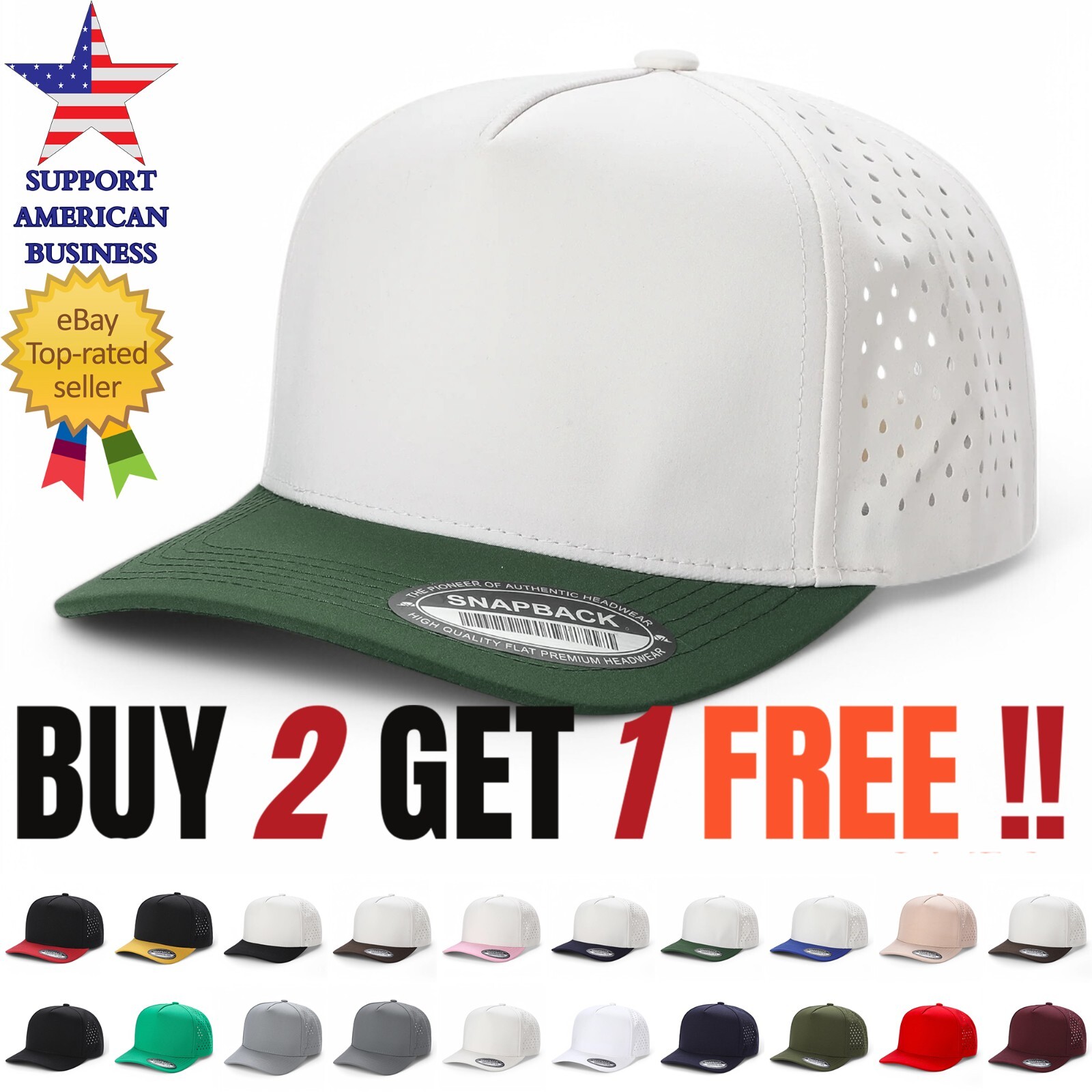 Mens Baseball Cap Snapback Adjustable Size Laser Vented Trucker Hat Waterproof