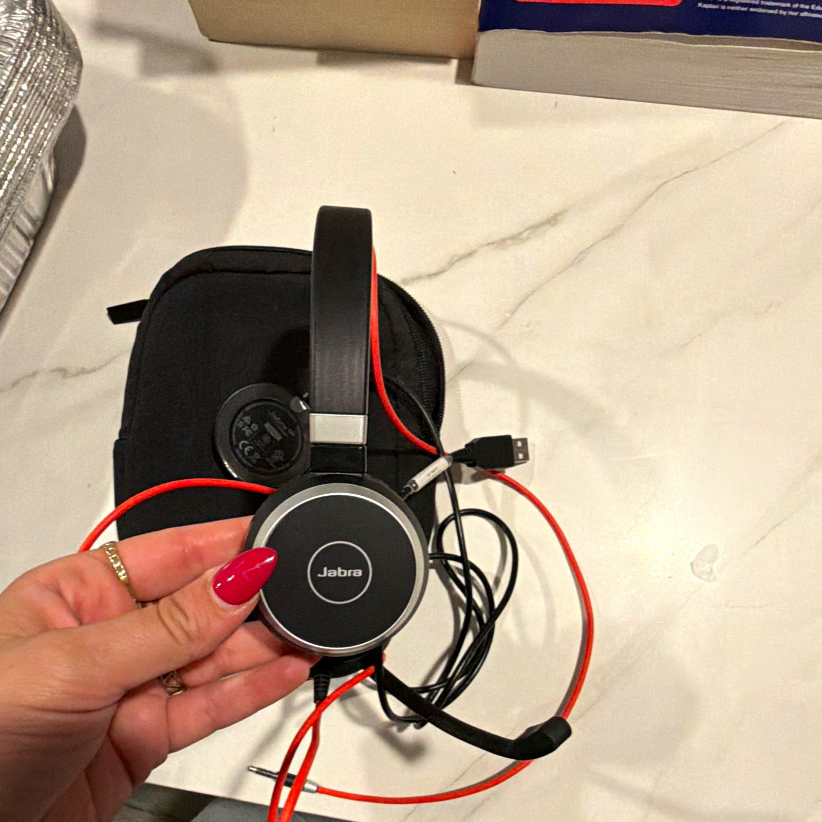 Jabra Wired On-Ear Headset Boom Mic USB & 3.5mm Headband Black/Orange