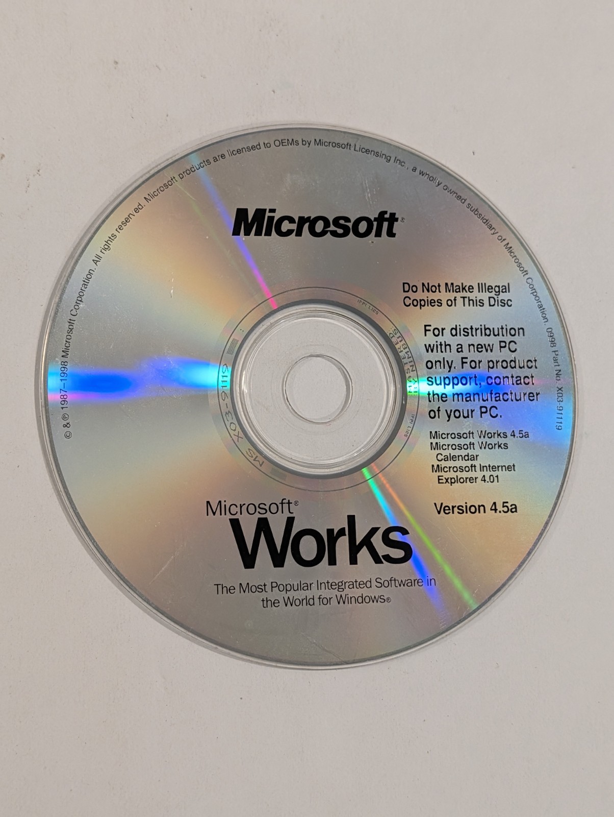 Microsoft Works Version 4.5a PC CD-ROM Software | Disc Only