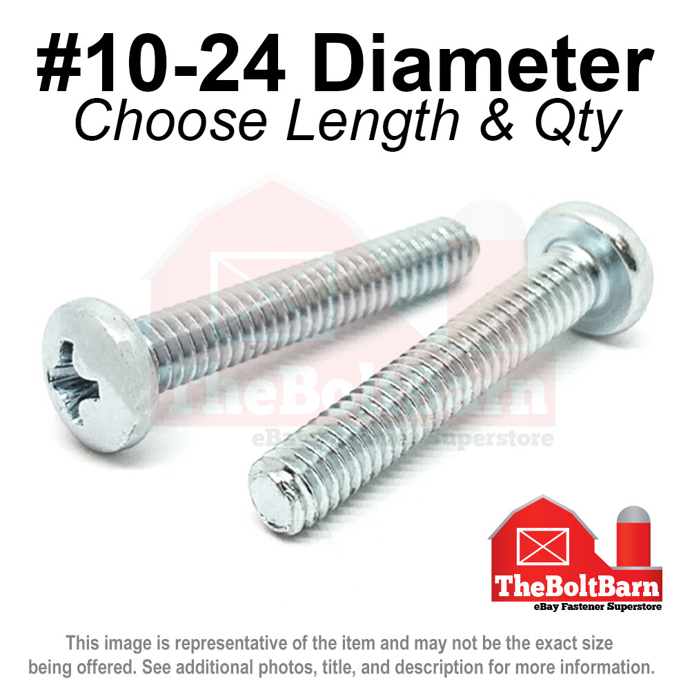 #10-24 Phillips Pan Head Machine Screws Bolts Zinc Coarse (Pick Length & Qty)