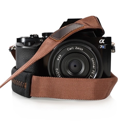 Padded Neck Shoulder Strap with Brown Grosgrain Ties Fujifilm Sony Nikon Canon..
