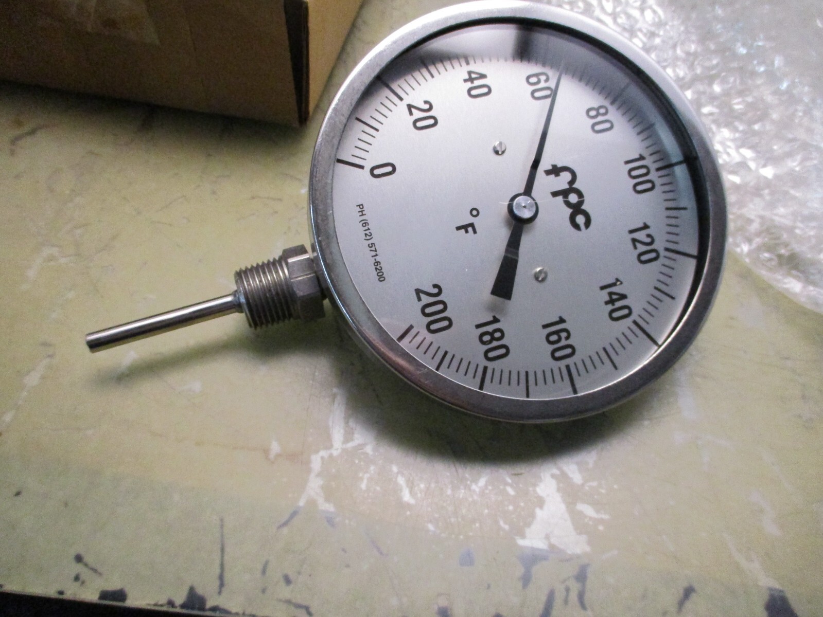 FPC industrial 5" thermometer 0-200°F VR 1/2" NPT [H-3.5]