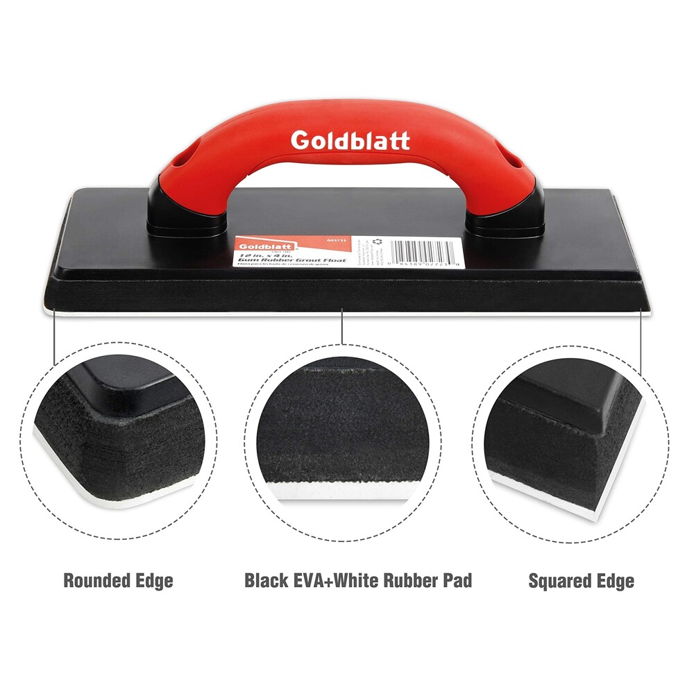 12-inch by 4inch Margin Float Soft Handle Gum Double Rubber Flooring Grout Float