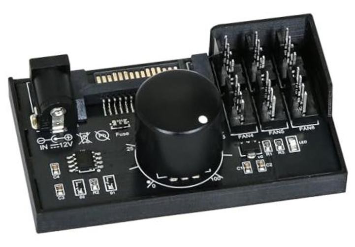12V 4-Pin PWM Fan Controller 6 PC Fans Supported, Fan Speed Adapter Hub for