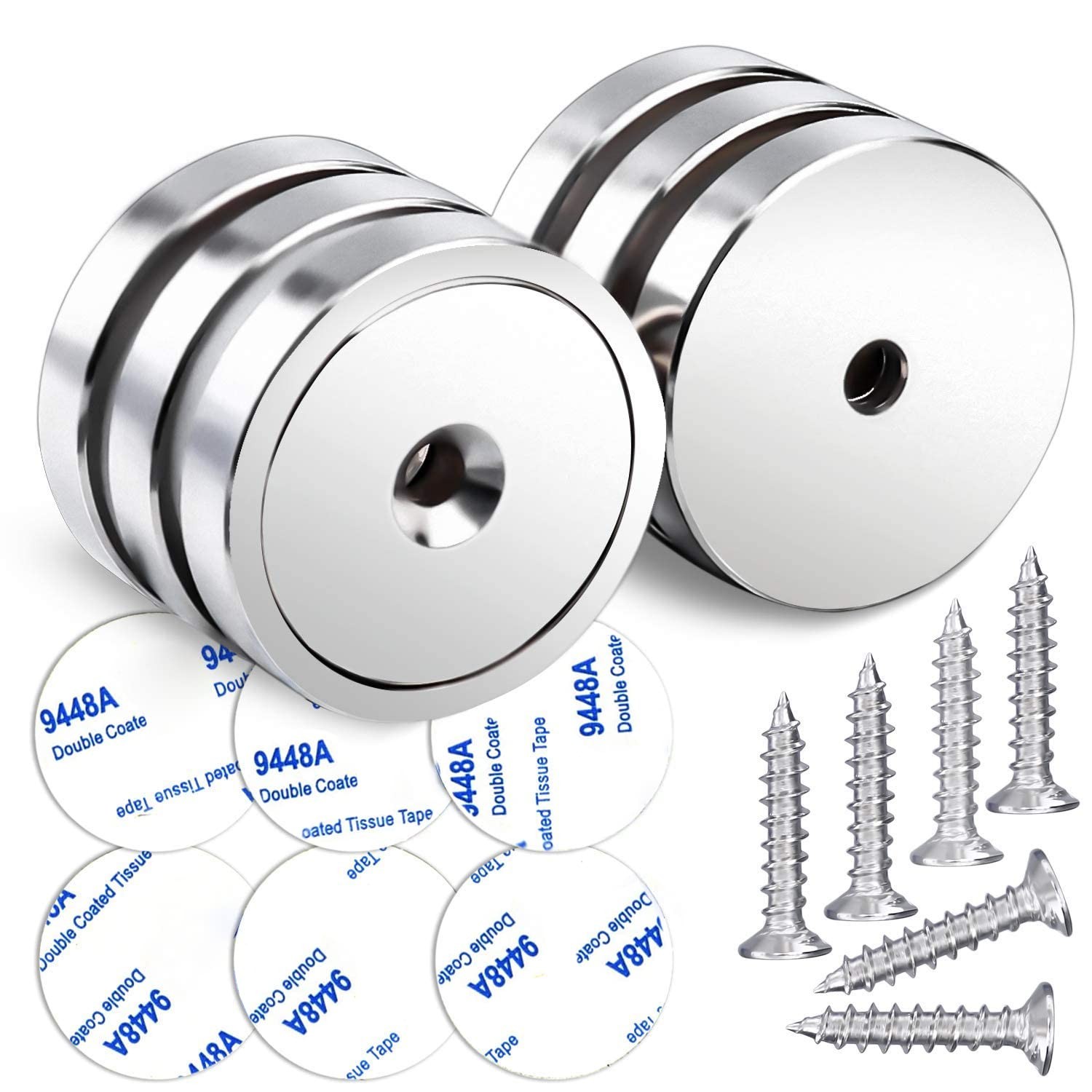 LOVIMAG Neodymium Cup Magnets,110LBS Holding Force Strong 110lb-6p, Silver