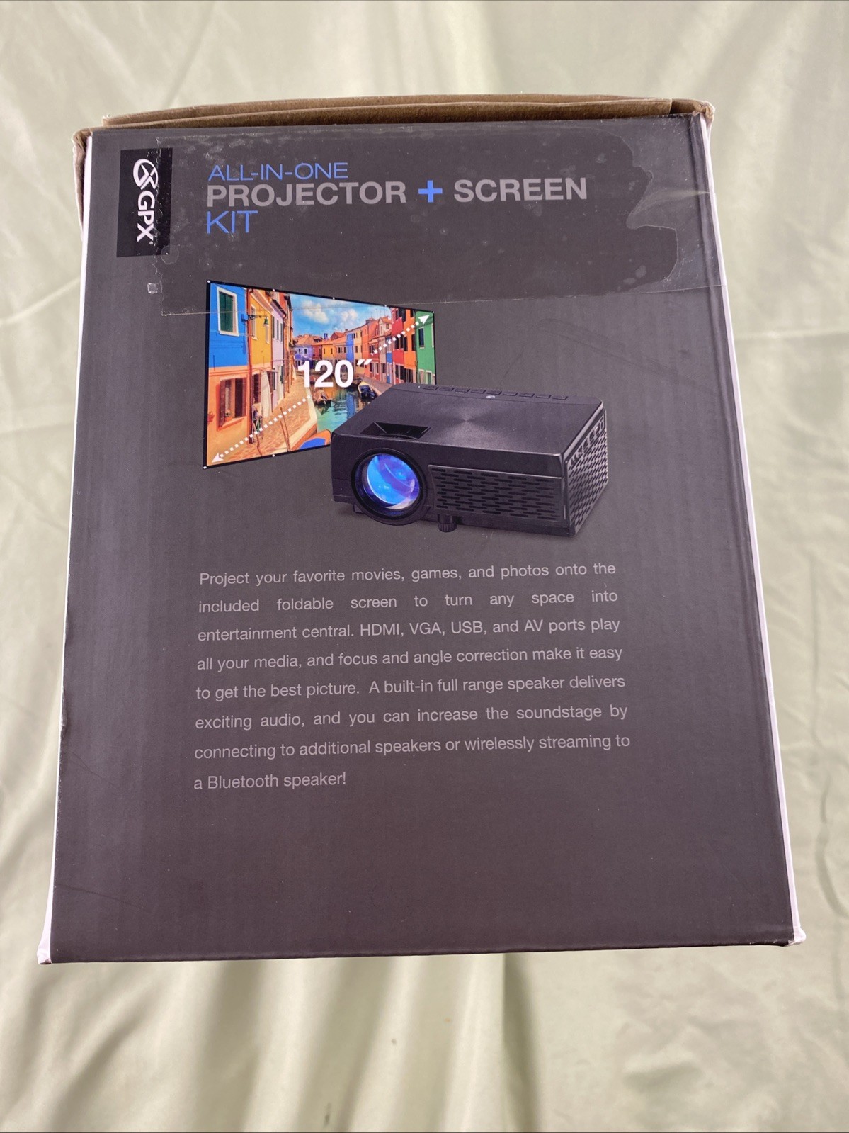 GPX All-in-One Projector and Screen Kit - Bluetooth, 120" screen, 1080p support