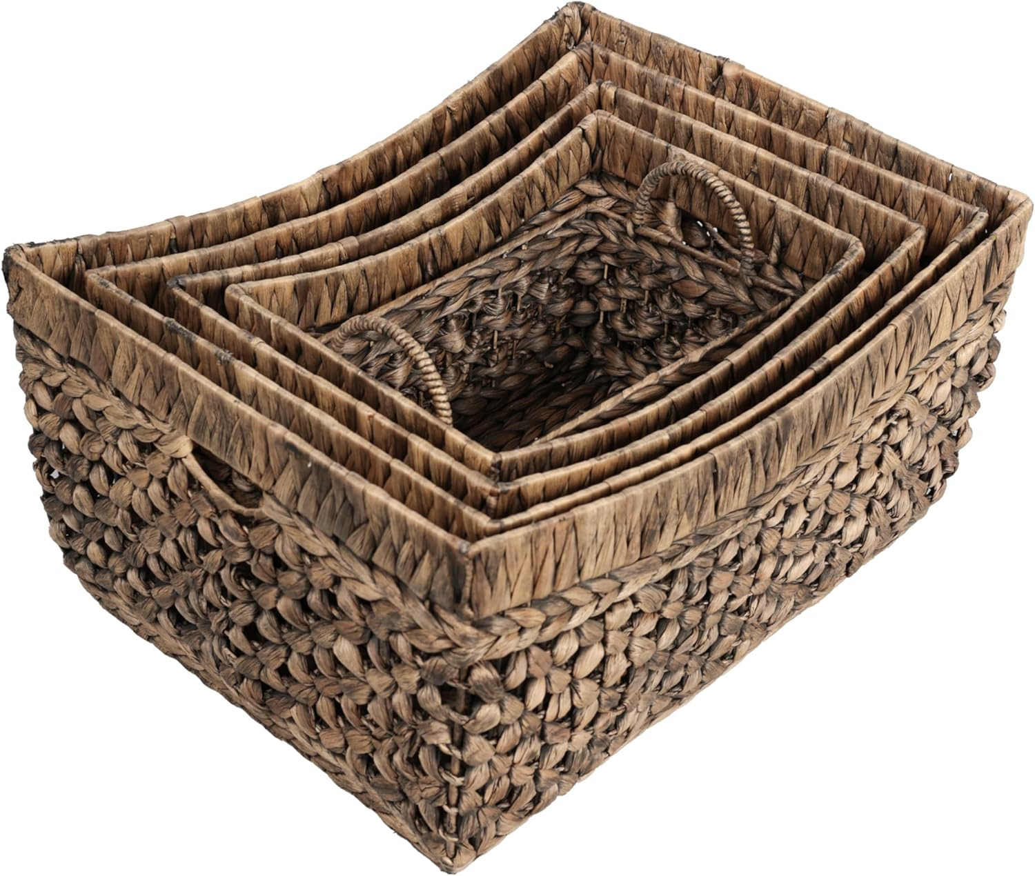 Aria Bohemian Handwoven Water Hyacinth Nesting Baskets - Set of 5