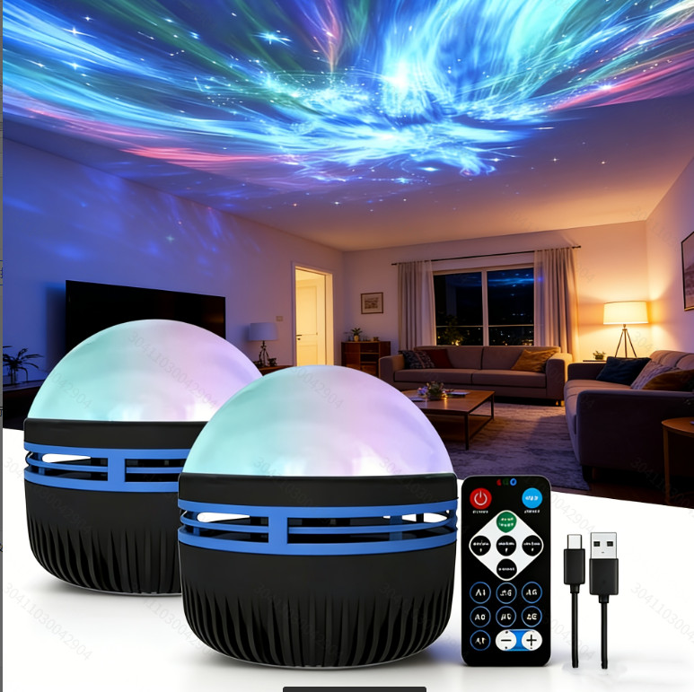 Starry Sky Projector Light Galaxy Star LED Night Lamp with Remote USB Ocean Wave