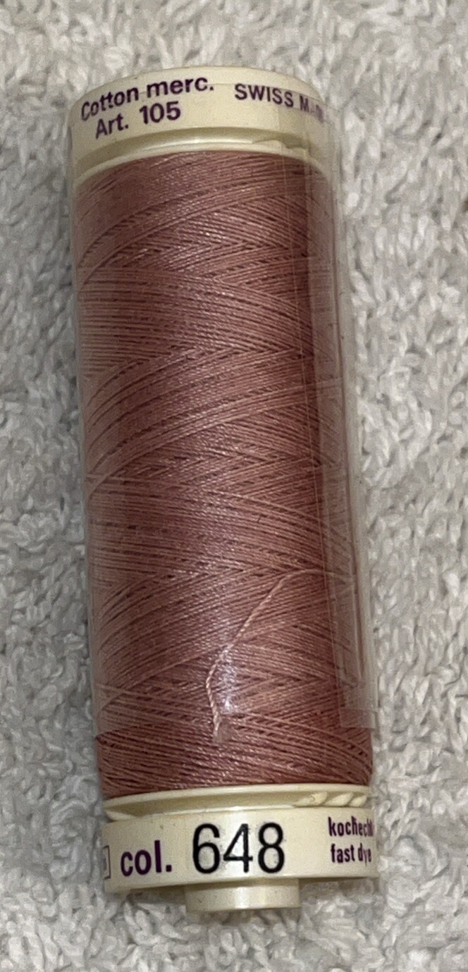 Mettler Silk-Finish 50wt Solid Cotton Thread 164yd/150M Swiss Pink #648 NOS