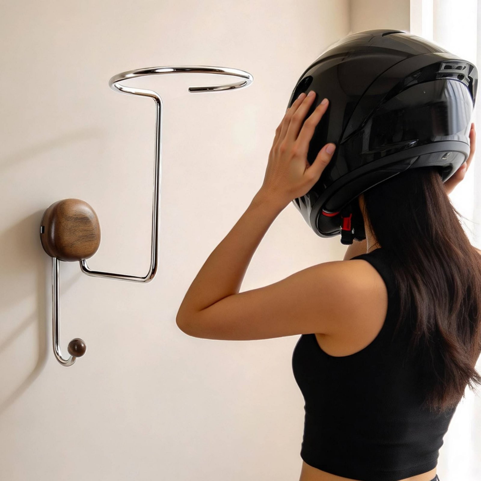 Motorcycle Helmet Rack Space Saving Wall Mounted Helmet Holder Multi-Functional