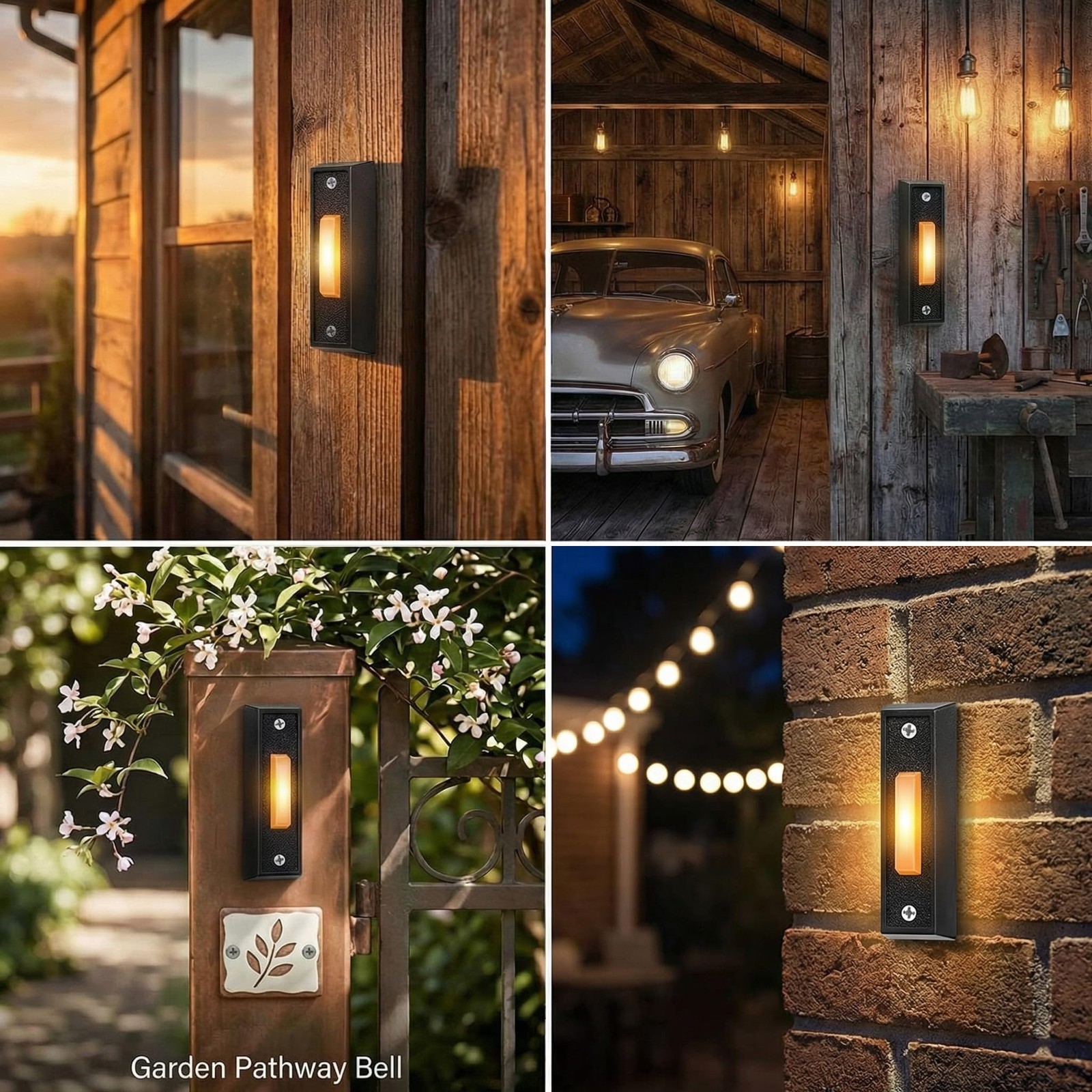 LED Lighted Door Bell Button Push Switch Wall Mounted for Chime Ring