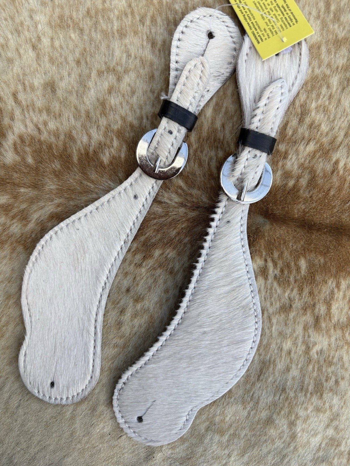 Adult Size Pair Hair On Cowhide Leather Western Spur Straps FREE SHIPPING