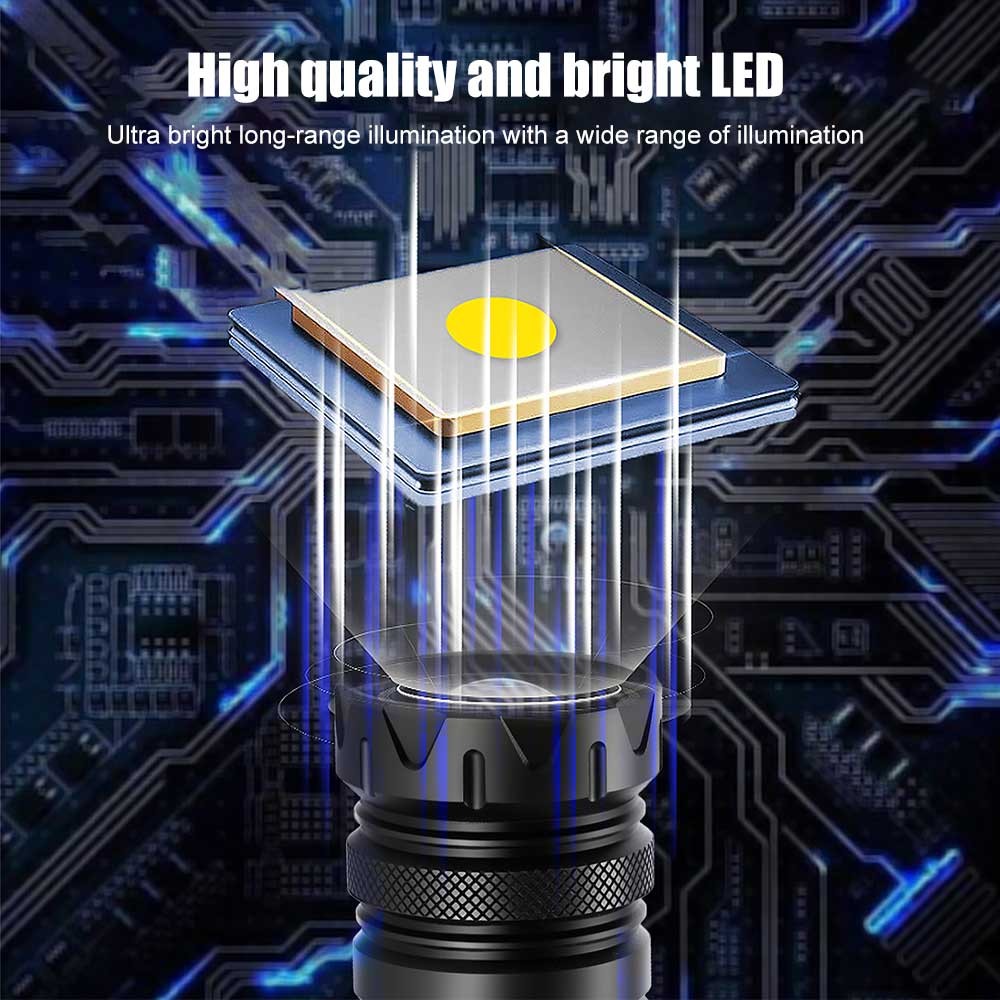 White Laser LEP Flashlight Torch COB Yellow Red Light Zoomable USB Rechargeable