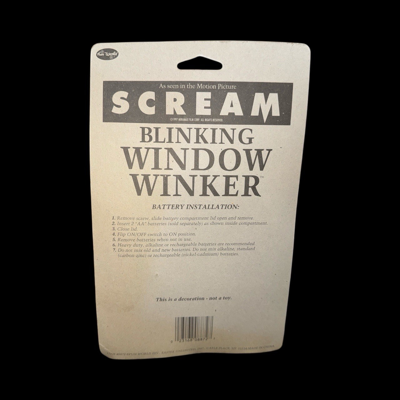 Scream Ghost Face Blinking Window Winker 1997 Easter Unlimited Unopened Vintage