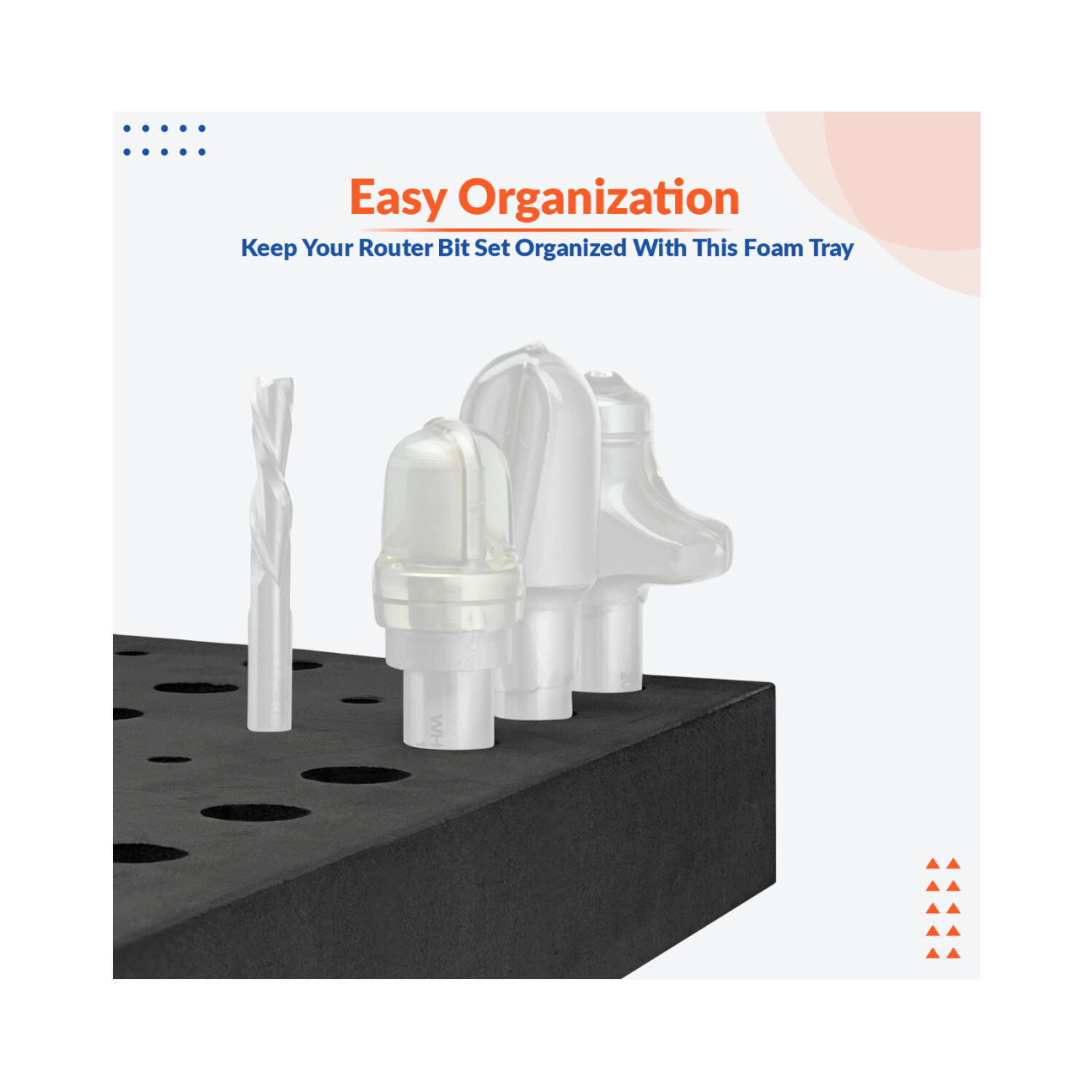 Router Bit Storage Tray - Quality Foam material for 50 bits