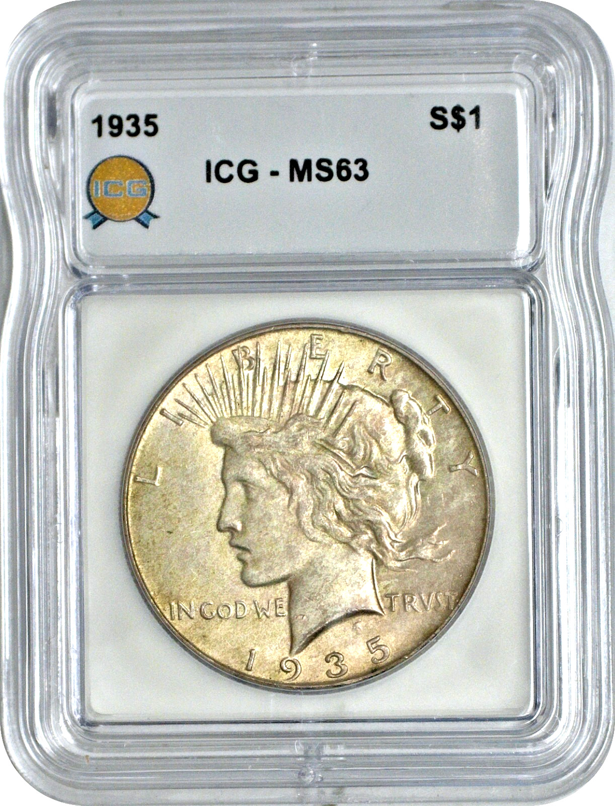 1935 Peace Silver Dollar S$1 ICG MS63 Choice Uncirculated