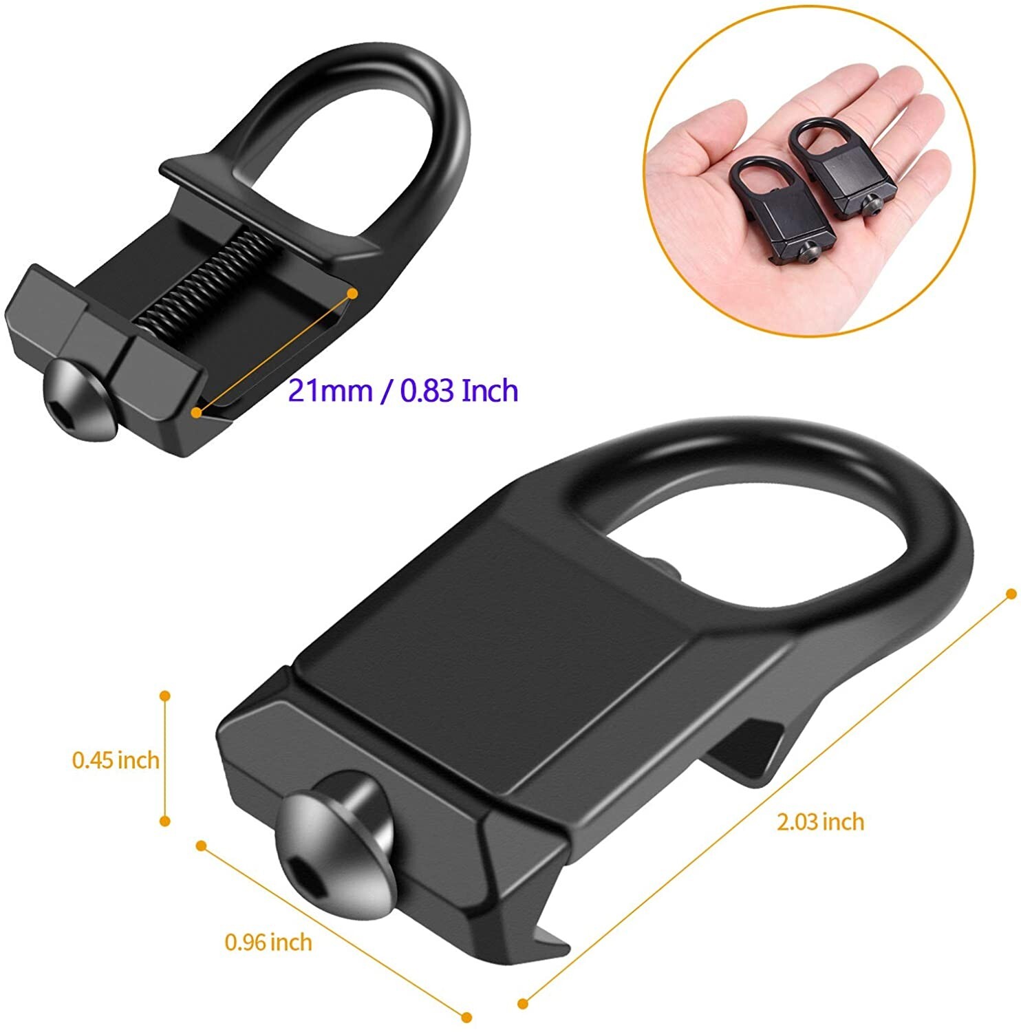 Rail Mount Sling Adapter Low Profile Attachment Point for Picatinny Weaver Steel
