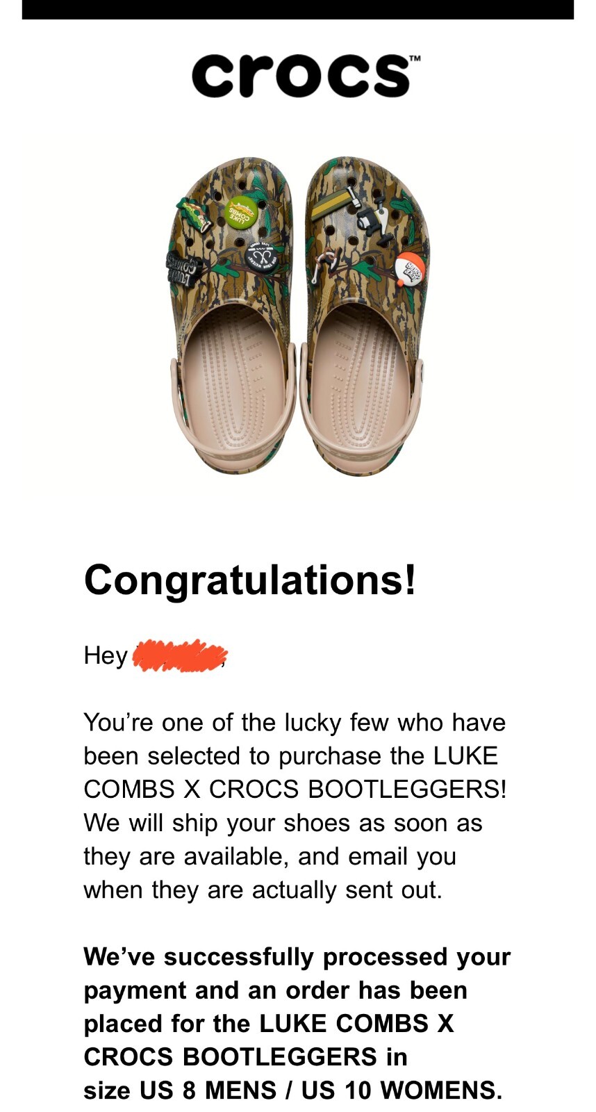 LUKE COMBS X CROCS BOOTLEGGERS 2022 Size 8 Mens/ Size 10 Womens 