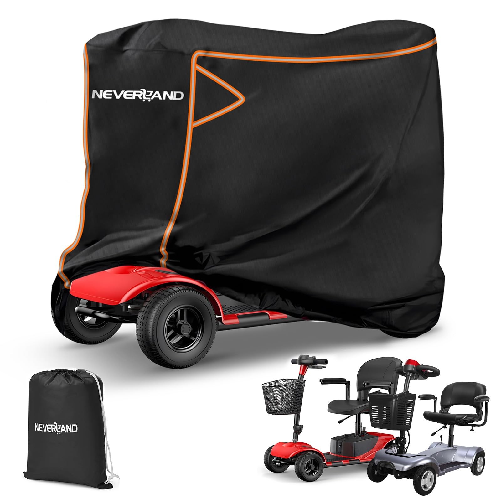 NEVERLAND Mobility Scooter Cover Waterproof - L-49"L x 23"W x 39"H, black