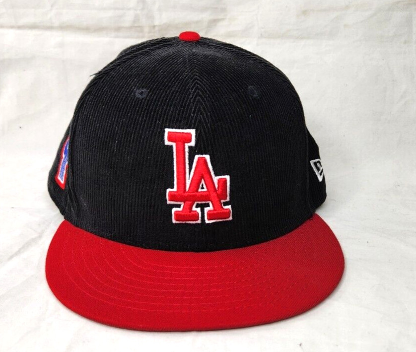 Los Angeles Dodgers Corduroy Hat Crown Bicentennial New Era MLB Patch Sz 8