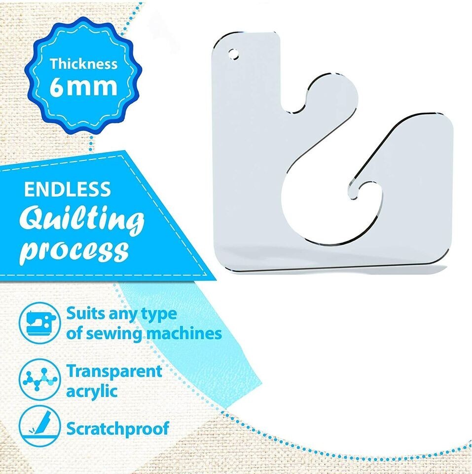 Free Motion Quilting Templates Acrylic Heart Border Template ¼” Quilting Ruler