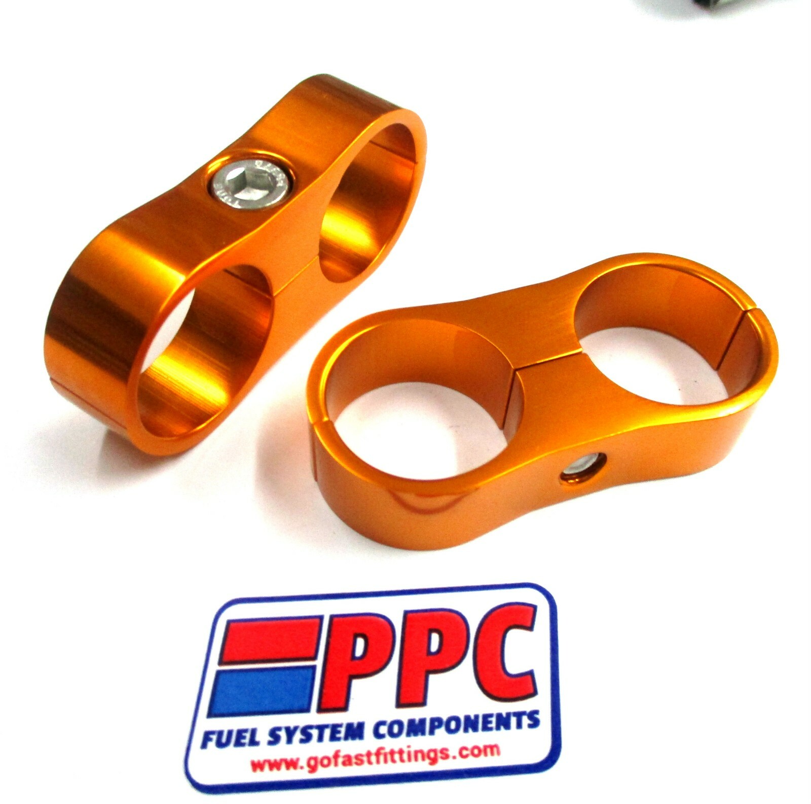 3/8" I.D. Polished GOLD ANODIZED  ALUMINUM BILLET DUAL HOSE SEPARATOR  2pk