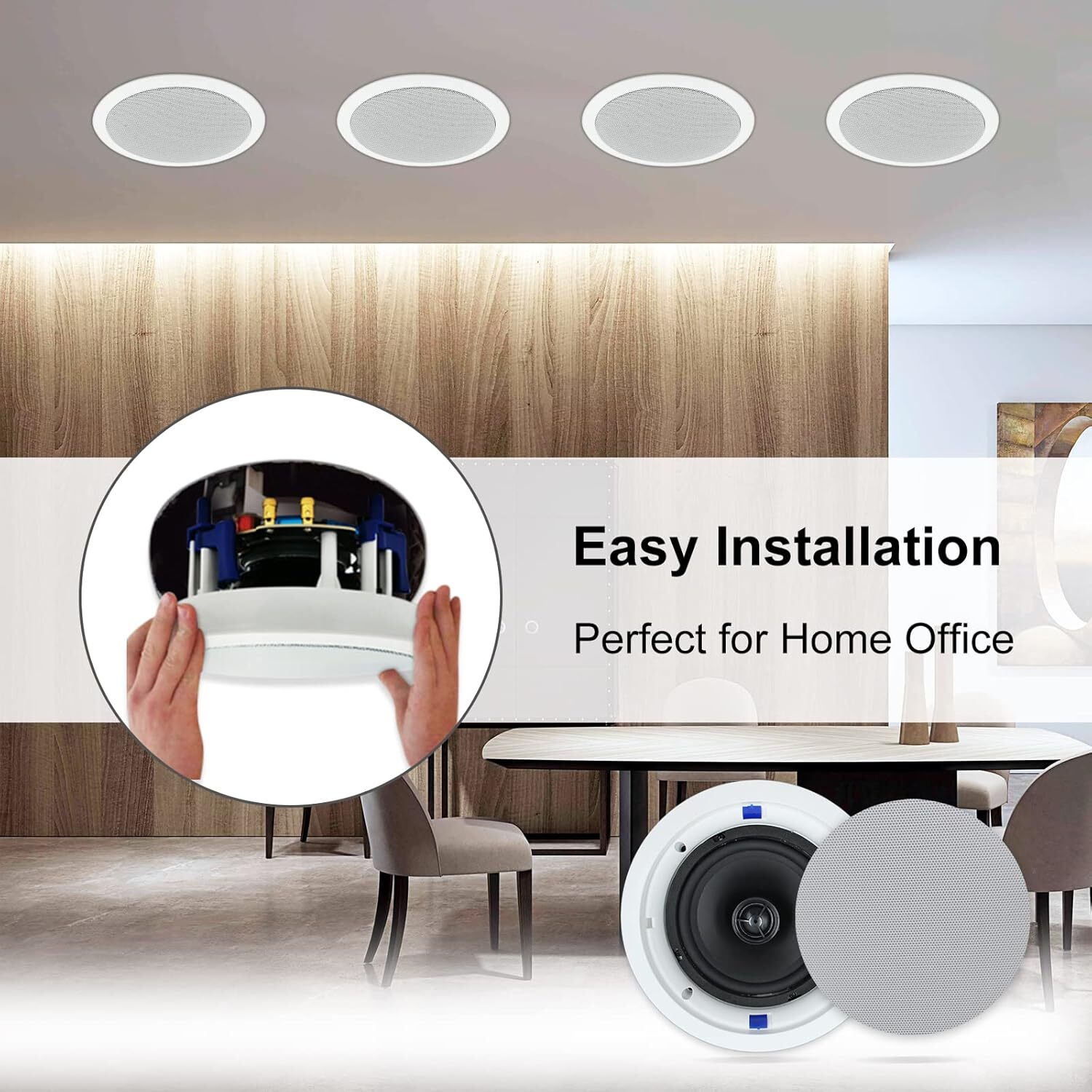 640W 6.5" Herdio Audio Wall Bluetooth Amplifier Receiver Kit+ 4 Ceiling Speakers