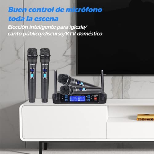 Wireless Microphone System, Pro 4-Channel Cordless Mic Set with Four V410