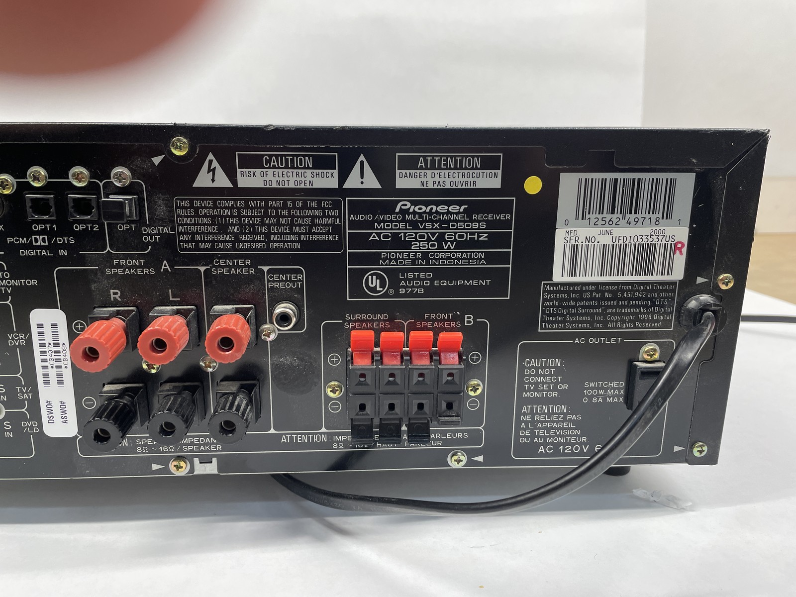 Pioneer VSX-D509S Audio/Video Multi Channel Receiver