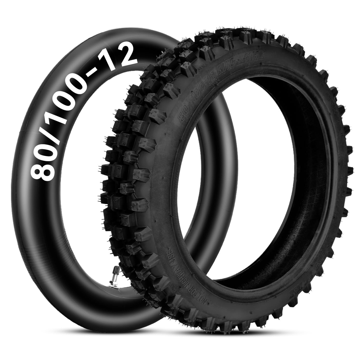 3.00-12 80/100-12 Dirt Bike Rear Tire and Inner Tube with 90cc 110cc 125cc XR...
