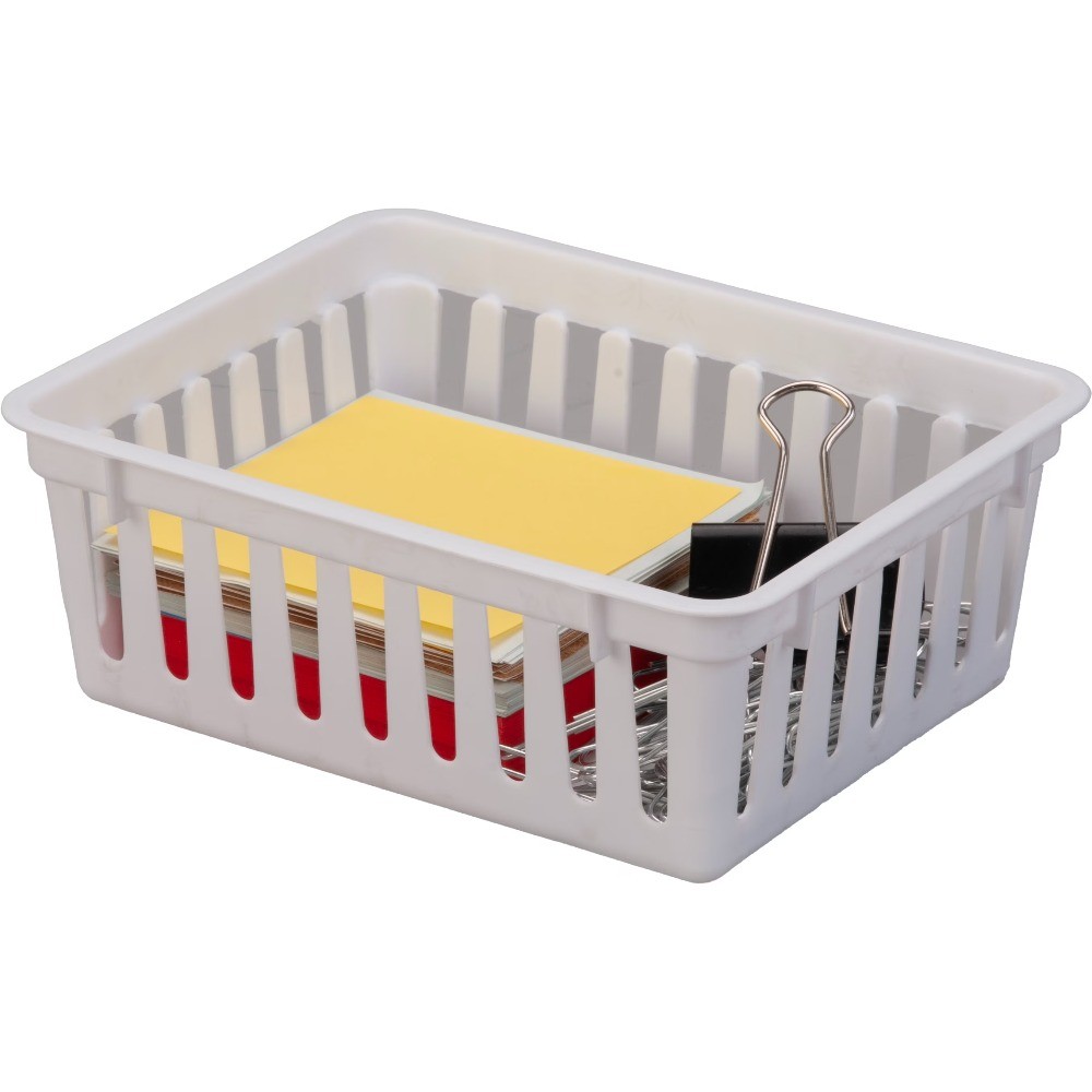 18-Pack White Mini Storage Trays 6.4x5x2.4" Stackable Plastic Organizer Bins
