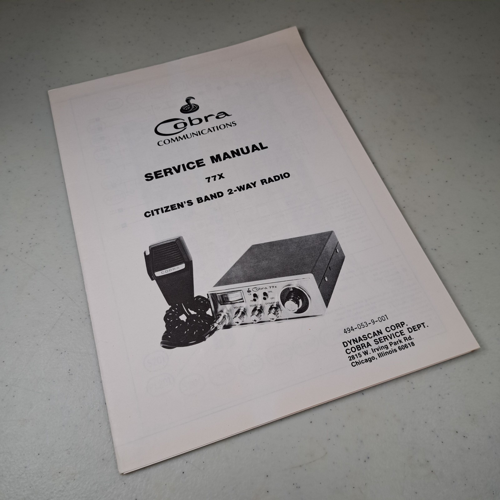 Cobra Communications Service Manual Citizen's Band 2-Way Radio 77X