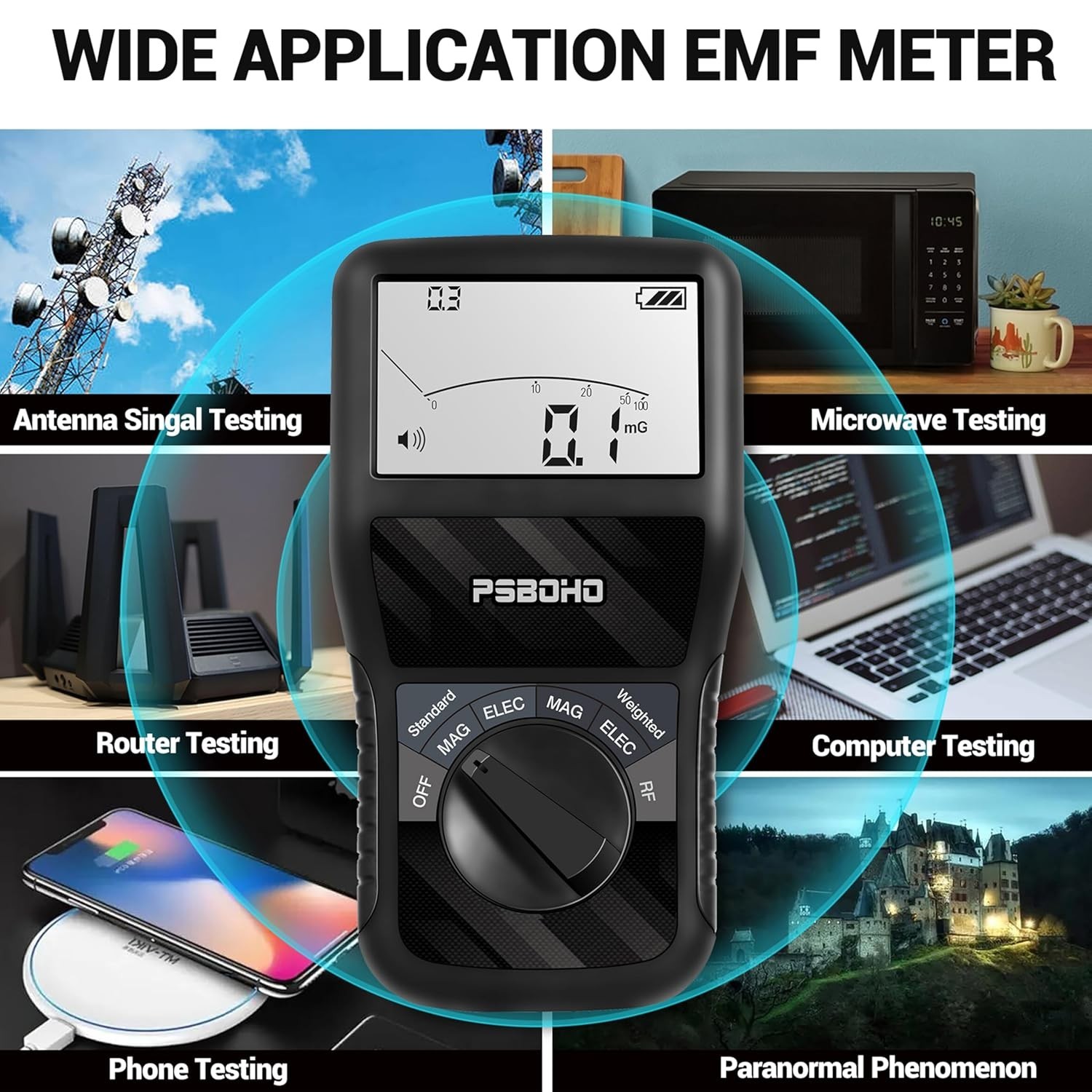 EMF Meter, 3-in-1 Multi-Field Electromagnetic Radiation Detector for EF RF MF...
