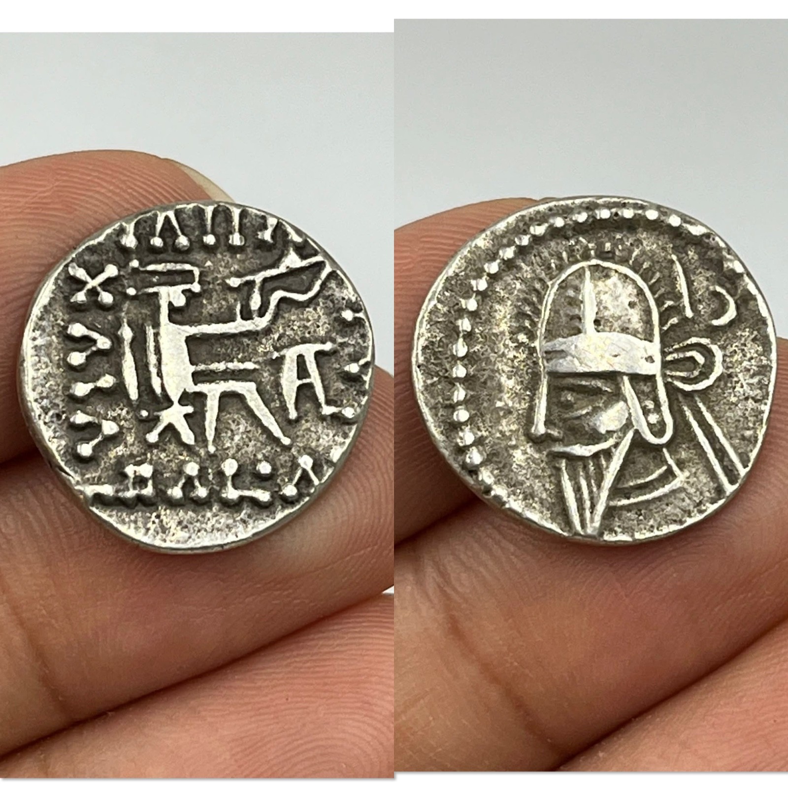 Ancient Central Asian Parthian Empire Large silver Coated Coin In Good Condition