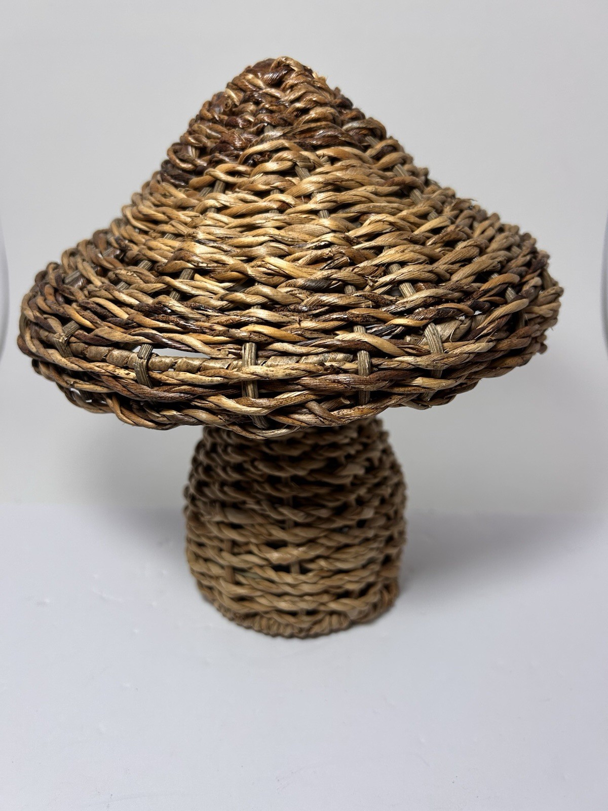 Wicker Mushroom Decor Boho 8 1/2” Tall 7 1/2” Wide.