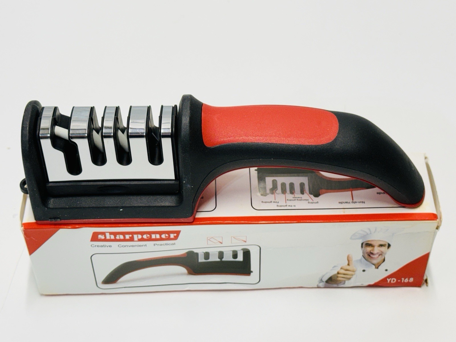 Kitchen Knife Sharpener 3 Stage Manual Tungsten Steel Sharpening Tool Handheld