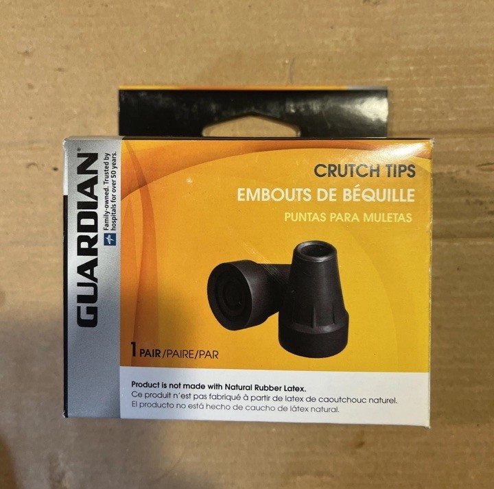 GUARDIAN 7/8 Inch Black Crutch Tips 1 Pair New In Box