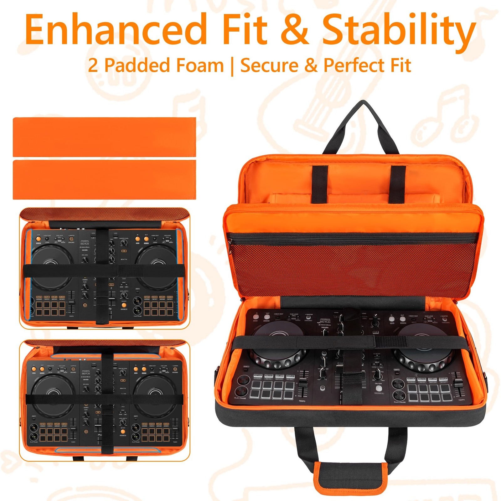 Padded DJ Controller Case Compatible with DDJ FLX4/DJ 400/DDJ REV1, DJ Carryi...