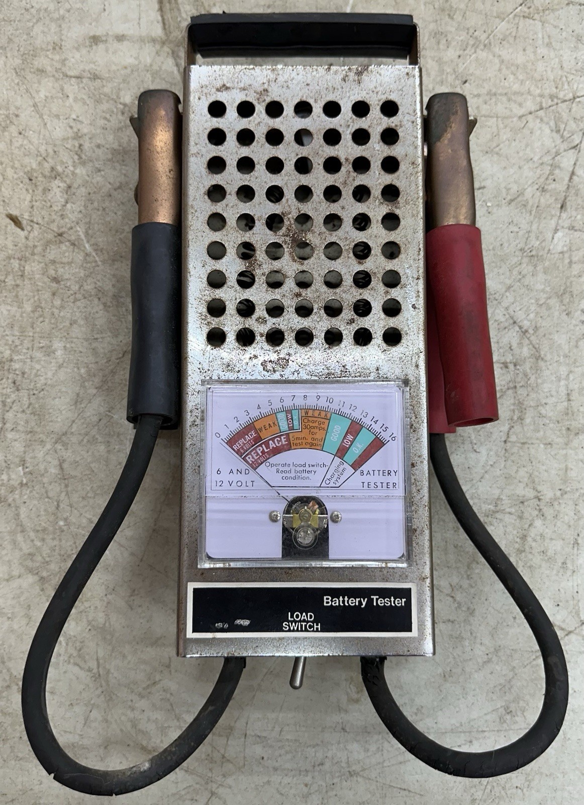 Original Vintage BATTERY TESTER 6V 12V Old Garage Display  #18