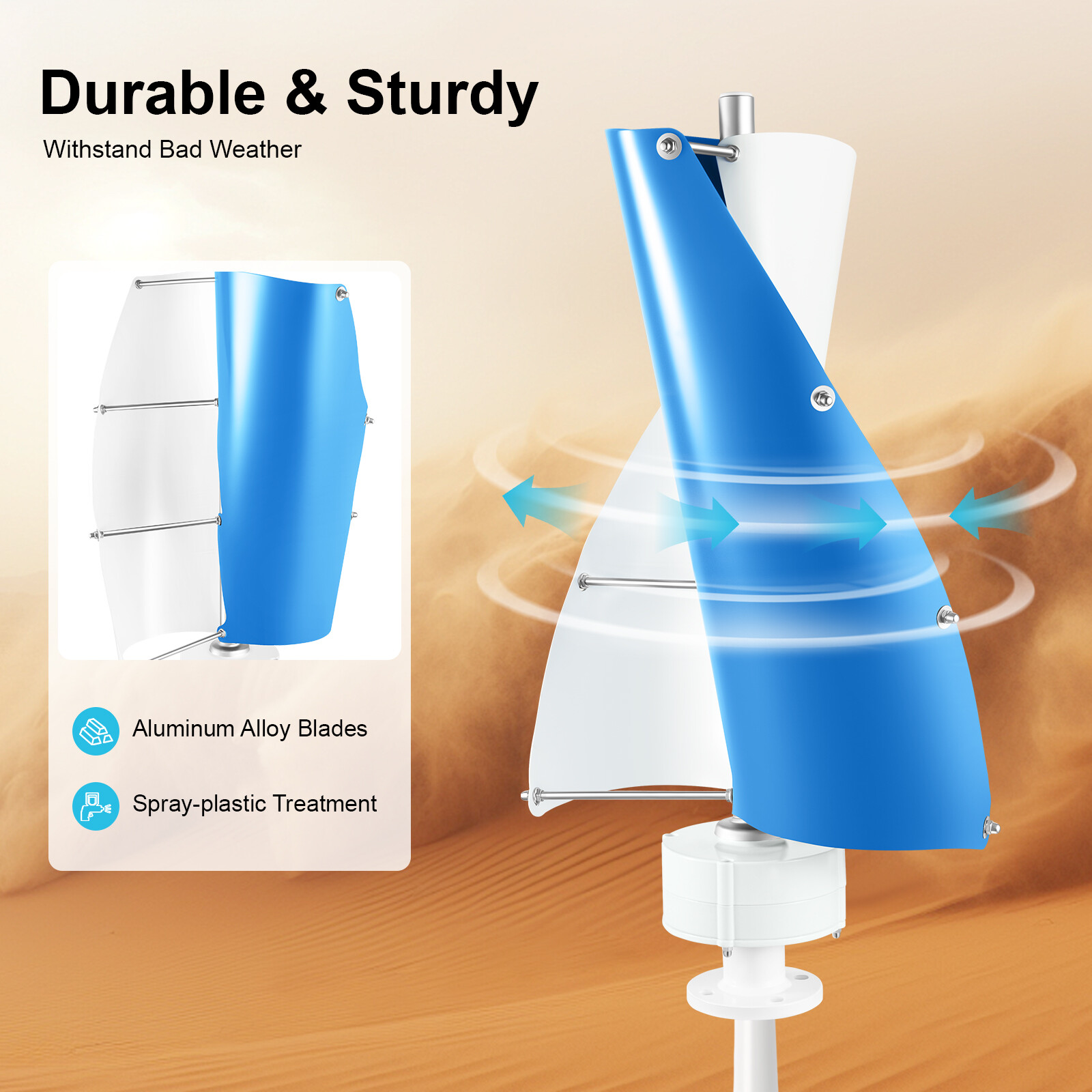 Vertical Axis Wind Turbine Generator 12V with Controller Home Windmill Kit 100W