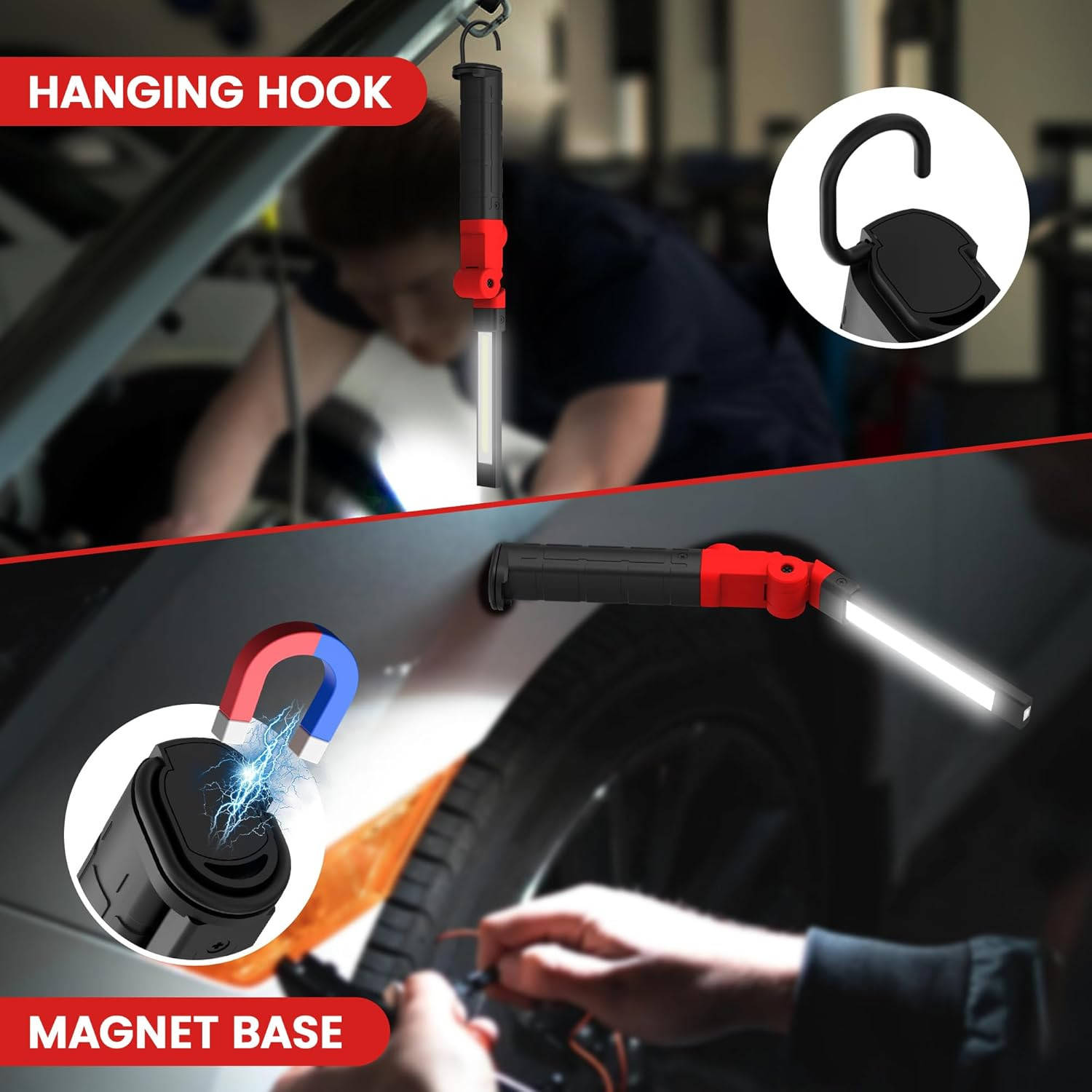 Rechargeable Work Light 2200Mah Magnetic LED Work Light Flashlight Mechanic Ligh