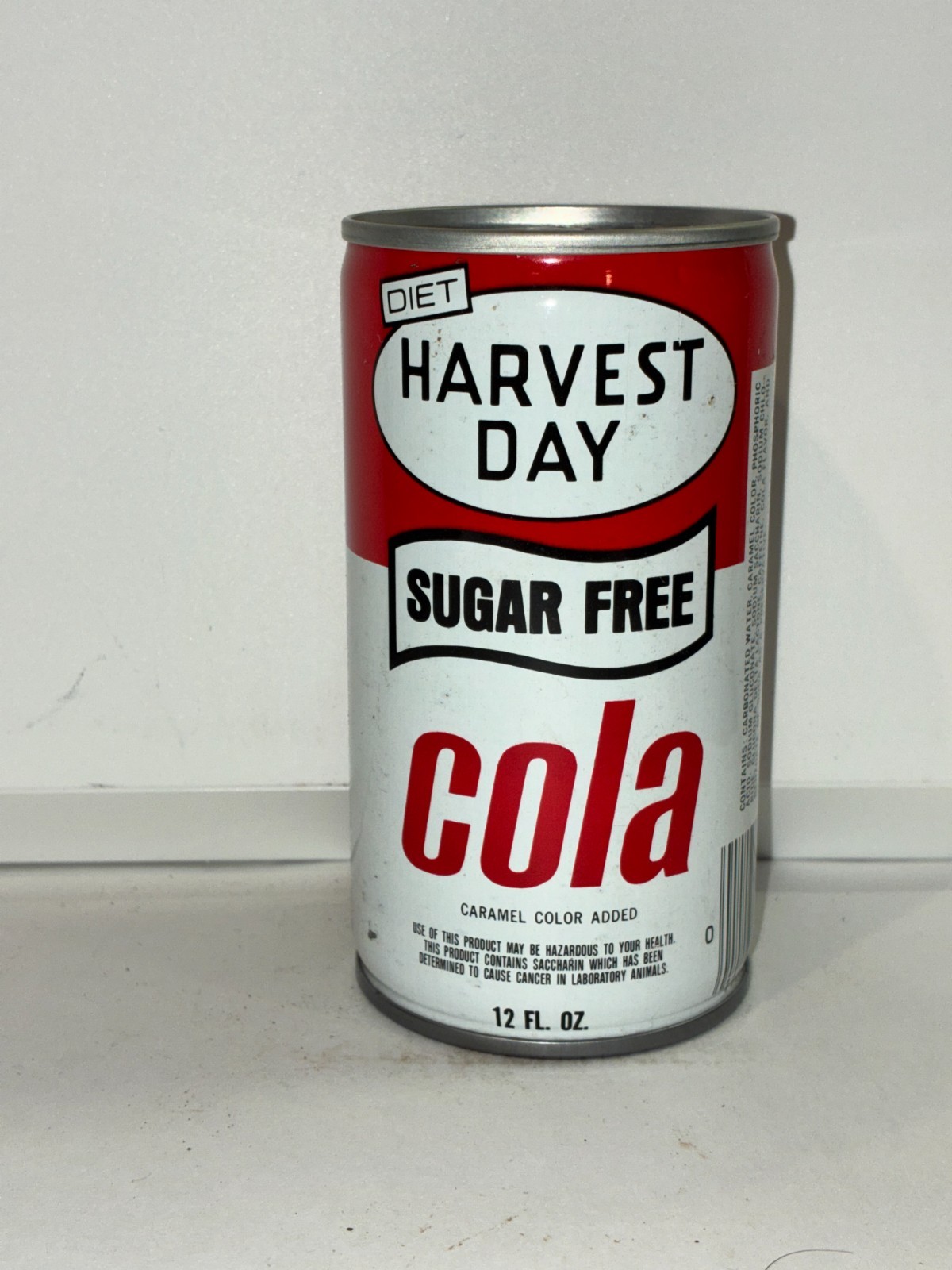 Diet Harvest Day Sugar Free Soda can, crimped, bar code, bottom opened