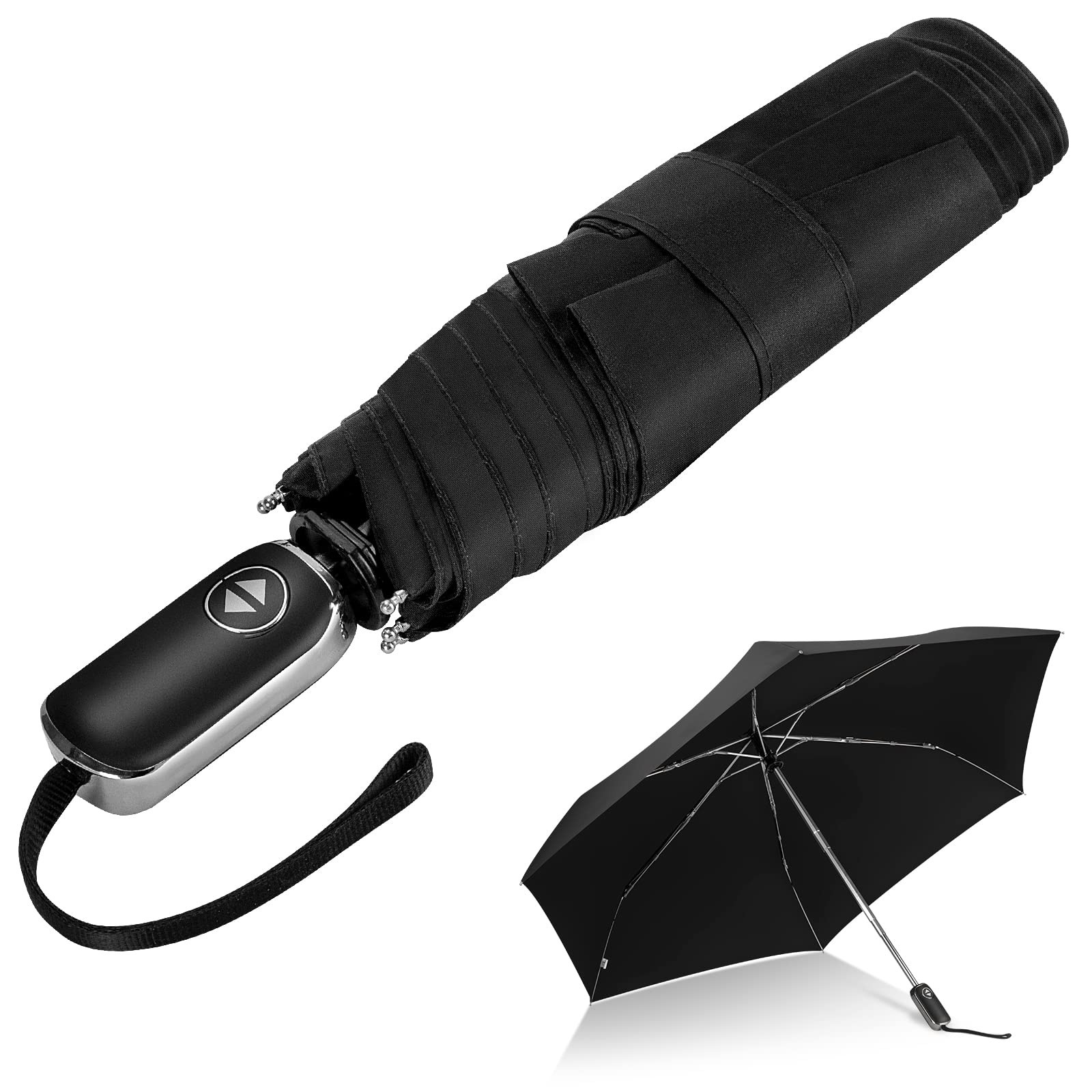 LEAGERA Automatic Flat Umbrella -Collapsible Portable 42 Inches, 0.5Black