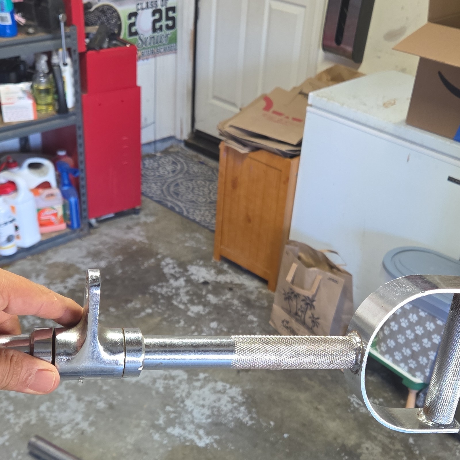 Steel Knurled Grip Lat Bar for Cable Machine Attachment, Silver, 1pc