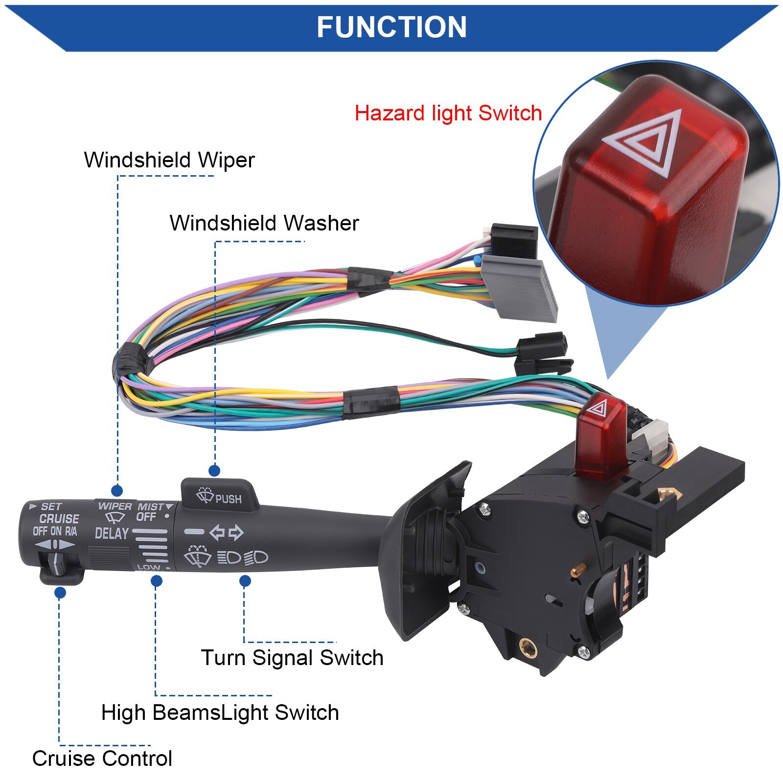 Turn Signal Switch Multi-Function Wiper Control for 1995-2002 Chevy GMC 2330814