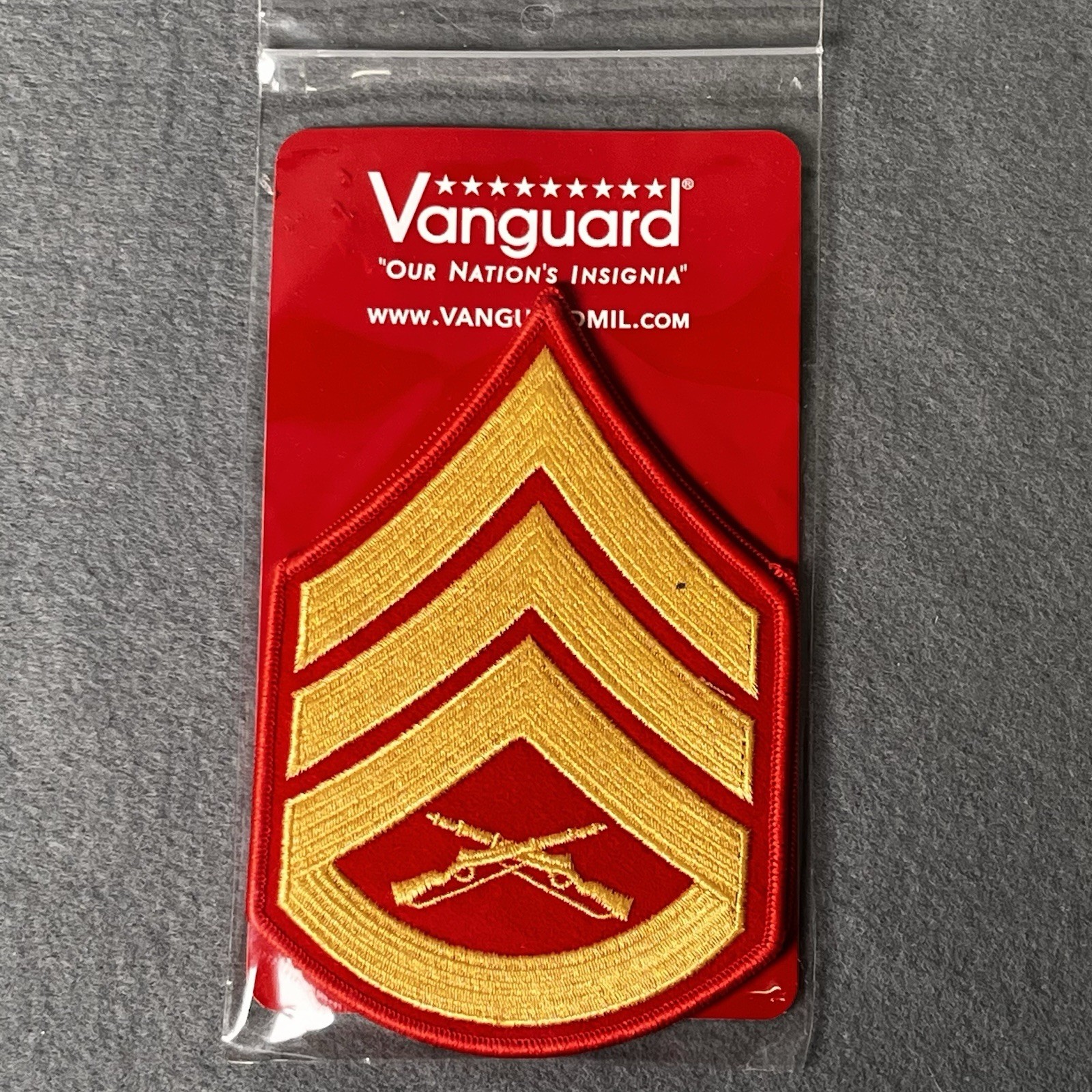 Vanguard Military Set of 2 Patches ~ MC Sgt Chevron ~New Yellow/red