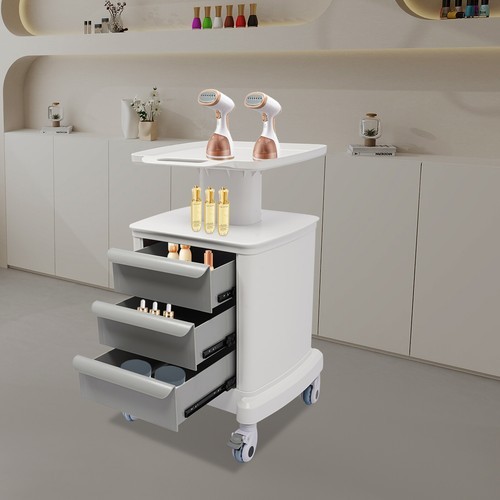 3-Drawers Utility Cart Mobile Storage Cart Commercial Hospital Office Lab Cart