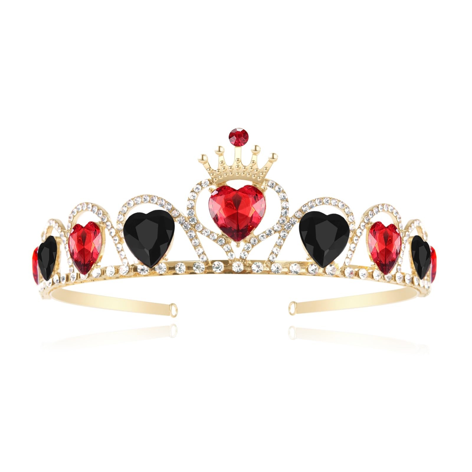 Descendant Red Crown with Black Hearts 5.1x 5.1 x 1.89 inches, Red+black