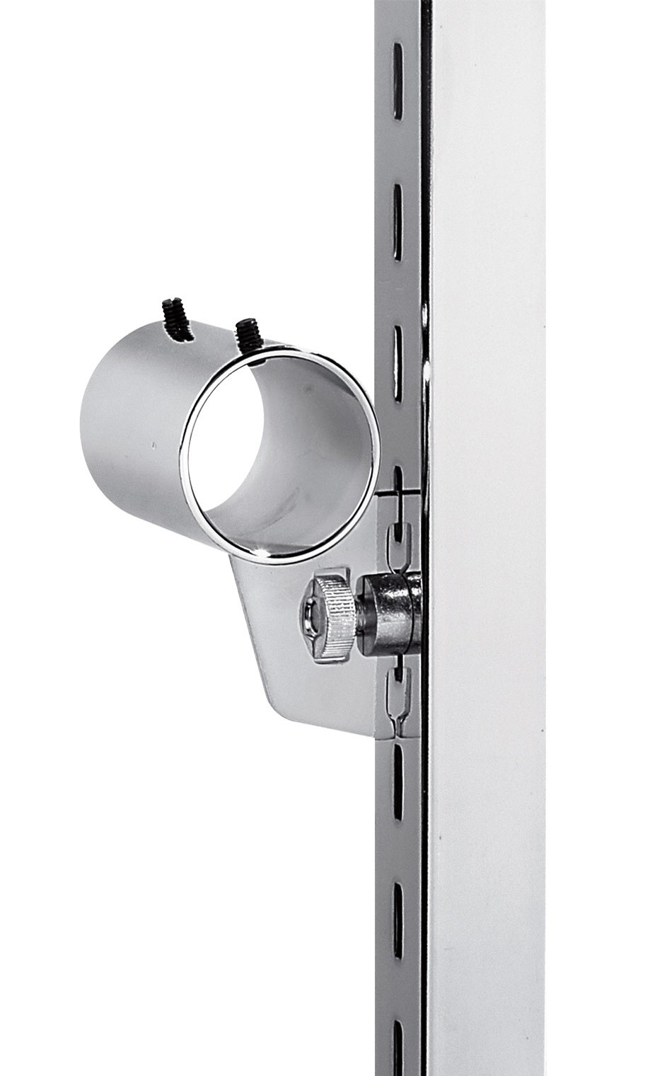 SSWBasics 3 inch Round Chrome Hangrail Bracket for Slotted Standard - ½ inch